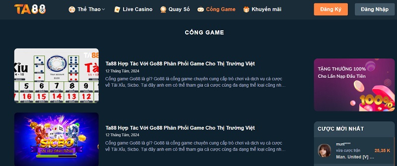 Ta88 cổng game uy tín tại Châu Á